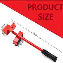 Juego de herramientas para elevar y trasladar muebles - Rodillos para muebles pesados, kit de deslizadores para muebles - Herramienta profesional de alta resistencia para elevar muebles con rodillos de traslado (ROJO, talla única) - A - Ver 4