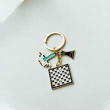 Creative Chess Piece Keychain, Mini Chessboard And Queen Rook Pendant, Novelty Board Game Keyring Gift For Chess Lovers, Bag Charm For Couple/Student - Multicolor - View 12