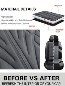 Universal Car Seat Covers Full Set - Airbag Compatible Auto Seat Protectors For SUV, Sedan, Van - 9-Piece Set (2 Front Covers + Backrest Cover + Rear Bench Cover + 5 Headrest Covers) & 4-Piece Set (2 Front Covers + 2 Headrest Covers) - 款式A - 查看 5
