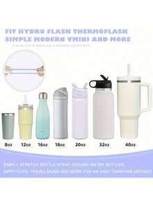 1件式水壺套附掛繩，適用於大多數 8-40oz 水壺，水壺提帶手柄，相容杯子配件，柔軟耐用矽膠水壺掛繩 - 彩色 - 查看 4