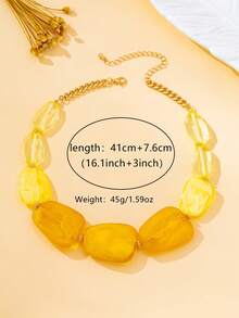 1pc Women's Fashion Beaded Necklace, Bohemian Style Colorful Beaded Necklace, Suitable For Daily Wear, Vacation And Gift Giving - Yellow - View 7