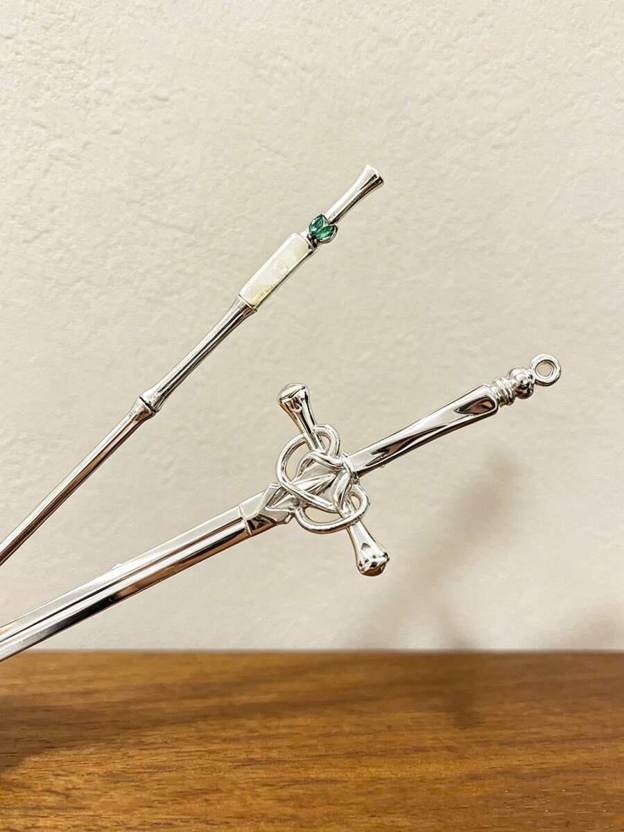 2件組小眾設計女款髮簪套組,日常與宴會後腦勺盤髮髮飾 - 彩色 - 查看 1