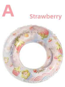 1 Stück aufblasbarer Schwimmring mit Pailletten, Blumen- und Fruchtmuster, Glitzer-Poolring für Erwachsene, Junggesellinnenabschied, Strand- und Wasserparty, Sommer-Schwimm-Lounge-Stuhl, Pool-Dekoration und Strandzubehör, ideales Geburtstagsgeschenk für Frauen - Gemischt - Übersicht 18