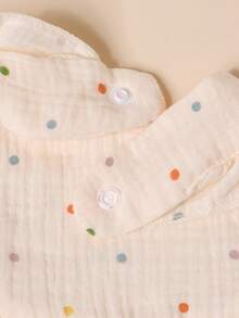2pcs Baby Gauze Triangle Bibs, Colorful Polka Dot & Heart Print Ruffle Edge Drool Bibs, Soft Absorbent Anti-Spit-Up Bibs For Newborns - Multicolor - View 4