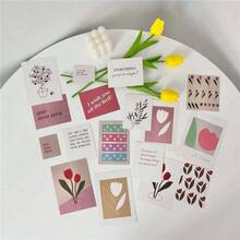17pcs/1set Ins Style Artistic Literary Card Wall Stickers Postcards Oil Painting Room Wall Decor Scrapbook Material - Journaling Material Paper - View 6