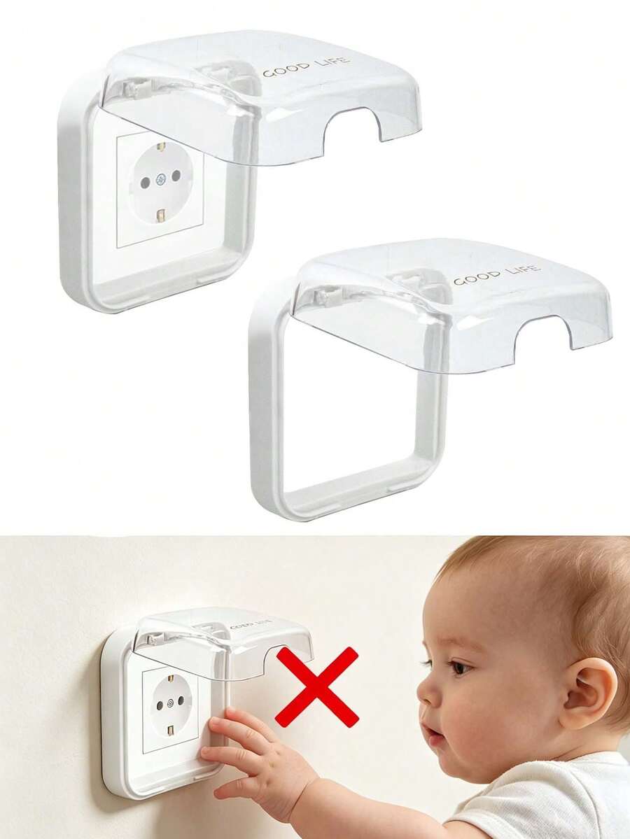 2pcs Waterproof 86 Type Socket Cover, Wall Outlet Cover, Self-Adhesive Switch Cover, Suitable For Bathroom, Kitchen, Bedroom And Outdoor Use - Multicolor - View 1