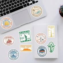 50pcs Travel Souvenir Stickers, Fun Travel Gift Stickers, Aesthetic Travel Decor Stickers, Vinyl Waterproof Stickers For Water Bottles, Computers, Laptops, Phones, Luggage, Notebooks, Refrigerators - Rectangle - View 4