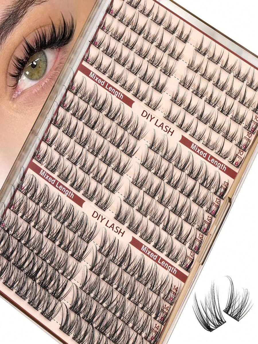 180pcs Wispy Cluster Natural Eyelash Clusters 10-16mm Salon Effect Fairy DIY Individual Eyelash Extension Spiky Lashes - C - View 1