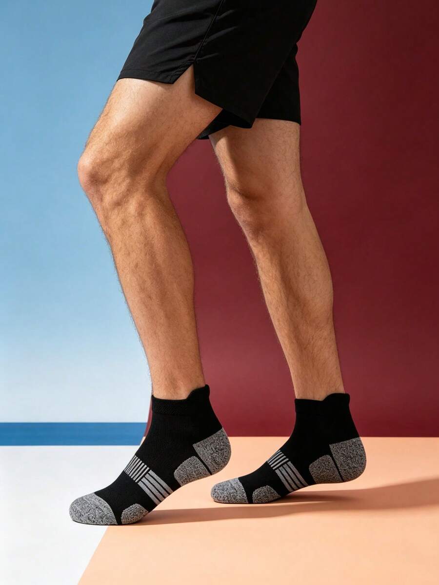 1/3/5/10/20 pares de calcetines cortos cómodos para hombre con base gris + combinación de negro y blanco, adecuados para varios tipos de zapatos y ocasiones, deportes al aire libre, deportes de interior, correr y caminar - Multicolor - Ver 1