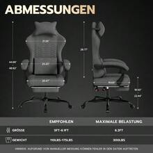 Gaming Chair Fabric Office Chair, Massage Gaming Chair With Headrest, Ergonomic Racing Gaming Seat With Footrest - Dark Grey - View 8