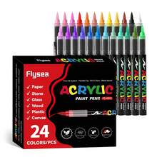 FLYSEA 【Vibrant Acrylic Marker Set】54色系列，12/18/24件裝鮮豔丙烯麥克筆組－中尖筆頭（2-3mm）－適用於石頭彩繪、黑紙、滑板裝飾、木材、塑膠、畫布、聖誕賀卡 - 多色 - 查看 14
