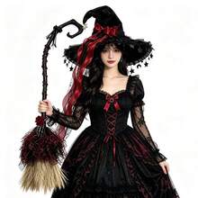 2026 Halloween Witch Hat Women's Gothic Handmade Bowknot Fleece Lace Lolita Ladies Wizard Hat - Multicolor - View 5