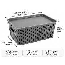 8 Pack Plastic Storage Baskets With Lids, Stackable Storage Organiser Bins - View 9