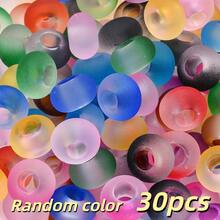 30pcs 9x14mm Matte Frosted Acrylic Donut Beads, Gradient Big Hole Spaced Bead-Colorful Craft Supplies For DIY Jewelry,Bracelets,Necklaces & Keychains - Random Color - View 8