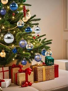 44pcs Christmas Ball Decorations, Shatter-Resistant Christmas Light Ball Decoration Set Plastic Decorative Balls, Suitable For Holiday Celebration, Birthday Party, Party, Home Decor, Photography Props, Christmas Holiday Wedding Party Home Decor (Gold, Purple, Blue) - Multiple Styles 3 - View 4