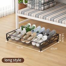 Under Bed Sliding Shoe Rack With Wheels, Space-Saving Shoe Storage Organizer For Dorm, Home And Sofa, Slanted Design To Prevent Shoes From Getting Stuck - View 10