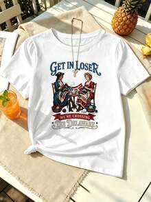 Women's Vintage Graphic T-Shirt, Casual, Premium Cotton, Comfortable, Durable, Graphic Design - White - View 2