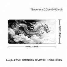 Large Gaming Mouse Pad With Cool Dragon Design, Non-Slip, Black And White Japanese Style Desk Mat - View 13