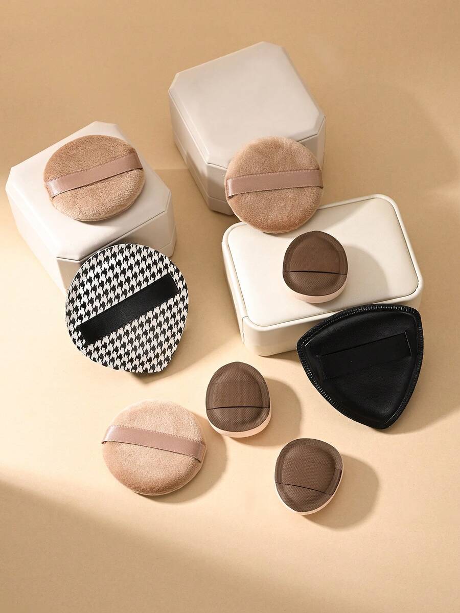 8pcs Makeup Puff Set, Fluffy Powder Puff, Thumb Puff, Leather Cushion Puff, Dry & Wet Dual Use, Full Set Of Makeup Tools Suitable For Home Use Or Makeup Artists - Multicolor - View 1