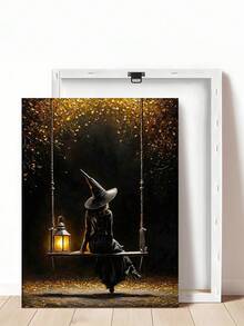 1pc Witch On Bicycle Wall Art,Halloween Silhouette Print, Witch On Swing Gothic Lantern Art, Ideal Gift,Suitable For Bedroom,Living Room,Kitchen,Wall Arts,Wall Decor,Home Decor,Room Decor,Canvas Wall Art,Posters, Wall Art With Frame,Optional Frame ﻿ - 1PCS - View 13