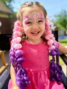 2pcs DIY Ponytail Hair Extensions, Synthetic Fiber Braided Hair Extensions With Rubber Hair Bands, Suitable For Children - Multicolor - View 6