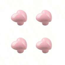 Ceramic Heart-Shaped Drawer Pull, Polished Metal Surface, Pink Heart-Shaped Cabinet Handle, Suitable For Cabinets, Furniture And Shoe Cabinets - Multicolor - View 9