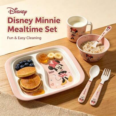Disney 迪士尼米妮卡通主題餐具套組（含盤子、碗、杯、叉子與湯匙），可愛趣味設計，適合家庭聚會，可作為咖啡杯/牛奶杯或水果/沙拉碗使用，派對用品與日常餐具系列，俏皮設計風格與主題元素，耐用美耐皿樹脂材質，堅固防碎，適合日常居家使用，迪士尼粉絲收藏首選