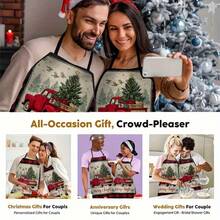 Christmas Tree Pattern Printed Apron, Unisex Fashionable Home & Workwear, Cooking Kitchen Apron, Durable & Easy To Clean, BBQ Apron, Washable & Reusable, Kitchen & Restaurant Supplies, Work Apron, Party Apron, Suitable For Kitchen, Restaurant, Cooking, Baking, Gardening, Painting, New Year Gift - Multicolor - View 7