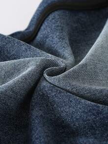 Celana Jeans Denim Model Lebar untuk Anak Perempuan dengan Detail Pita Hitam, Gaya Y2K, Pinggang Elastis, Pakaian Musim Gugur/Musim Dingin - Dark Wash - View 10