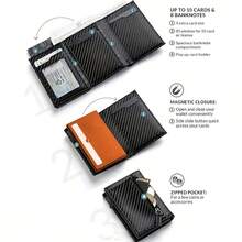 Men's Wallet With Zipper Coin Purse Automatic Pop-Up Metal Credit Card Holder - one-size - View 7