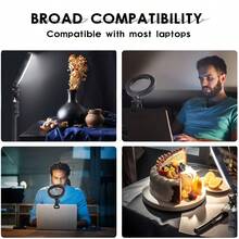 Juego de luz anular LED alimentado por USB con control remoto, luz anular ajustable para grabación de video, transmisión en vivo, reuniones en línea, trabajo remoto, maquillaje, selfie y creación de contenido, incluye soporte estable y soporte para teléfono, iluminación portátil para oficina en casa y estudio - Anillo de luz de 6 pulgadas + clip - Ver 7