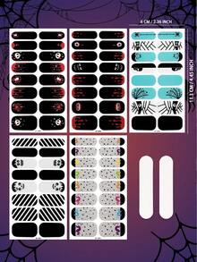 5Pcs Halloween Luminous Nail Wraps,Fun Cartoon Glow In The Dark Self-Adhesive Nail Stickers, Easy To Apply, Perfect For Women's Holiday Party And Halloween DIY Nail Art Stickers. - Multicolor - View 7