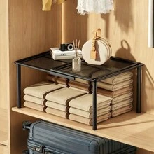 Foldable Closet Storage Organizer, Expandable & Stackable Wardrobe Rack With Tiered Shelves, Adjustable Clothing Storage System For Bedroom Closet, Kitchen, Bathroom, Office & Home Storage & Organization - View 10