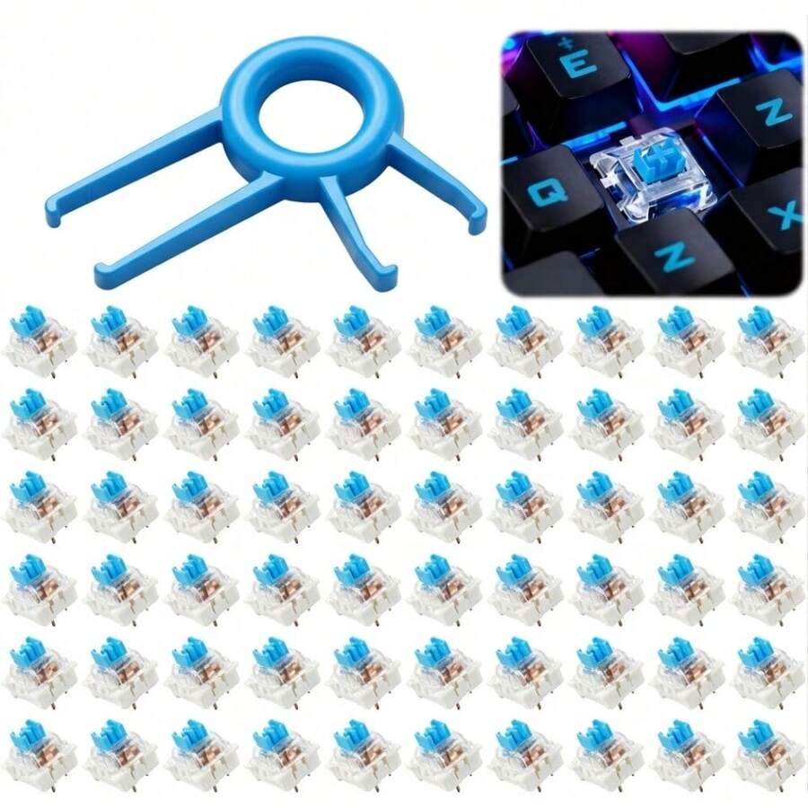 ITLY 50PCS Red Blue Mechanical Keyboard Switch 3Pin Dustproof Pre Lubed Hot Swap Switch With Free Switch Puller For Custom Keyboard - View 1