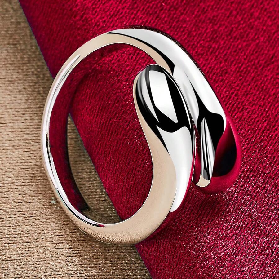 925 Sterling Silver Plated Water Droplets/Raindrops Ring For Women Wedding Engagement Party Fashion Charm Jewelry - Silver - View 1