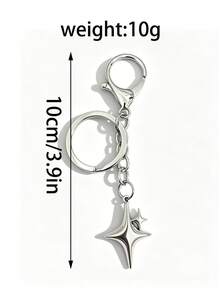1pc Creative Four-Pointed Star Pants Chain, Keychain Pendant, Alloy Star Moon Decor For Phone/Bag, Suitable For Daily Wear - Silver - View 9
