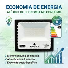 Kit 3 Refletores Holofote LED Branco Frio 100W IP67 Bivolt Athlanta Uso Externo Jardim Fachada Garagem Galpão - Multicolorido - Visão 4