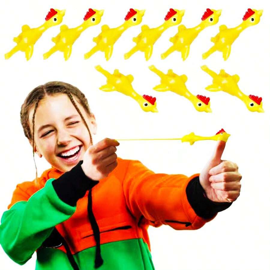 5/10/20/30/48PCS Stretchy Slingshot Rubber Chicken Toy, Novelty Soft Bouncy Fidget Finger Sensory Toy, Bulk Party Favors For Goodie Bag Pinata Filler Classroom Reward Christmas Stocking Stuffer Easter Exchange Gift - Multicolor - View 1