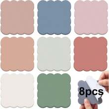 3/6/8 Packs Fan-Shaped Edge Sticky Notes, Suitable For School, Office And Home - Self-Adhesive Fan-Shaped Note Pads, Wavy Inner Pages, Vintage Color Sticky Notes, Suitable For Journals, Planners And Bulletin Boards. School Supplies - Blank Wave Style - View 11