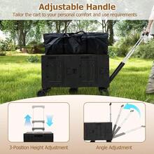Large Foldable Utility Cart With 2-Tier Storage Crates And Telescoping Handle-Black-XY990145 - JV12891WH - View 6