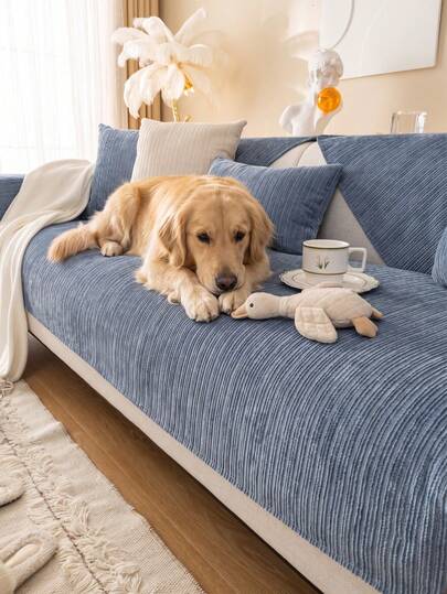 1pc All-Season Universal Sofa Cushion Cover, Modern Minimalist Non-Slip Sofa Seat Cover, Dust-Proof, Dirt-Resistant, Machine Washable, Hand Washable, Blue Fashionable Fresh Soft Non-Fading Non-Shedding Sofa Cover Cloth, Bedroom Decor, Pet-Friendly Protective Cover, Adjustable Corner Sofa Cover Suitable For Bedroom, Office, Living Room Combination Furniture, L-Shaped Sofa And 1234-Seater Sofa