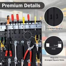Wall-Mounted Pegboard Kit With 3 Pegboards For Garage Workshop-Black-XY156752 - TA10069NY - View 8