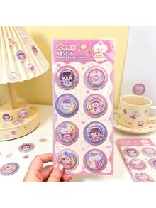 Highly Attractive Creative Badge Series Stickers, Decorative 3D Glitter Stickers For Kids Pencil Box, Phone Case DIY - Multicolor - View 13