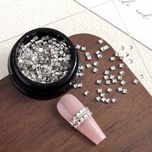 Flat-Bottomed Square Rhinestone Nail Art Accessories: Transparent Gold And Silver Square Flat Rhinestone Nail Decorations, Super Sparkly Nail Embellishments, Mini Rhinestones, Nail Art Designs Suitable For Women. Nail Charms - Multicolor - View 11