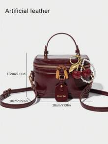 Tas Tangan Kulit Sintetis Desain Niche yang Modis, Tas Selempang Gaya Vintage yang Elegan, Cocok untuk Perjalanan dan Kencan - Burgundy - View 4