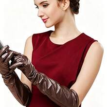 Women's Long Faux Leather Gloves, Over-Elbow Touchscreen Evening Gloves, Cosplay Opera Gloves - Multicolor - View 7