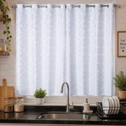 Cortina Jacquard Tecido Grosso 2,00m x 1,30m Sala, Cozinha E Quarto