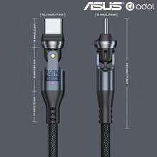 Asus 240W Fast Charging Cable For IPhone 17 Pro Max, With Dual Type-C Connectors, Supports 540° Rotation, Perfect For Gamers. The Connectors Can Be Adjusted To Any Angle, Giving Off A Stylish And Futuristic Vibe. - Black - View 4