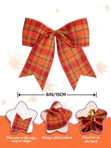 12/6/1pc Orange Plaid Bows, Bow Decor, Autumn Halloween Tree Ornaments, Fall Decorations, Suitable For Front Door, Tree House, Thanksgiving Party, Wall Hanging Wreath, Gift Wrapping, Halloween Home Decor, Orange - Multicolor - View 10