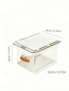 2pcs Cute Cartoon Pattern Hanging Storage Bins, Durable Transparent Plastic Storage Boxes Suitable For Desk, Dorm, Bathroom And Home Organization - Beige - View 8